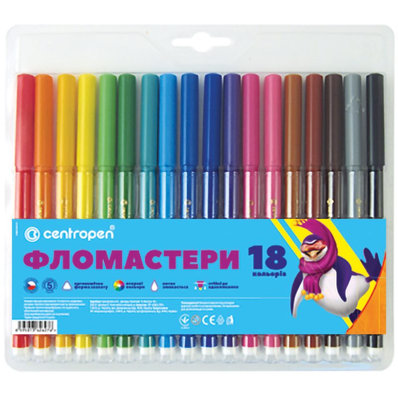 Фломастери CENTROPEN 7550/18 ТП, набір 18 шт.